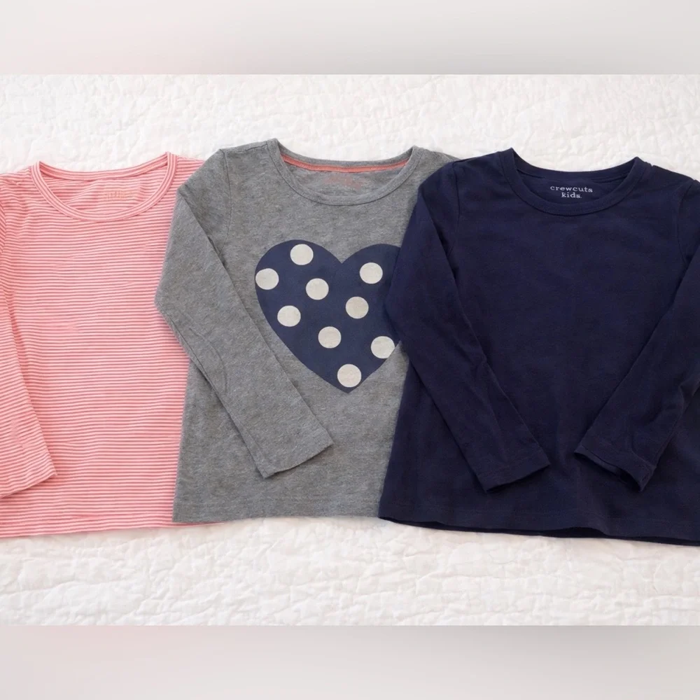 Crewcuts Kids Long Sleeve Tees - Pink, Gray, and Navy
